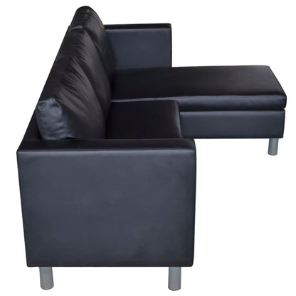 3 -seater sectional sofa black leather black