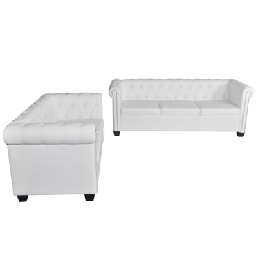 Chesterfield sofa with 2 seats and 3 white places