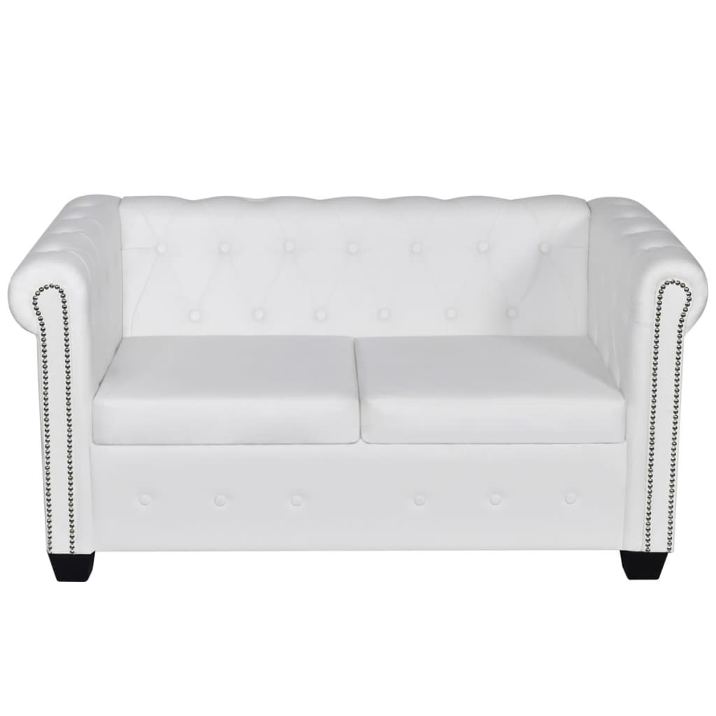 Chesterfield sofa with 2 seats and 3 white places