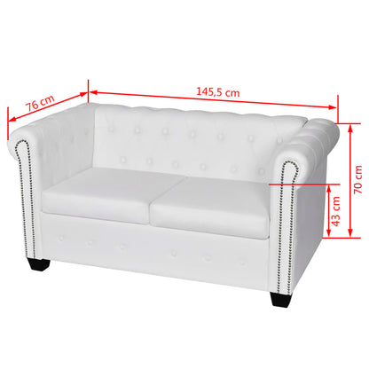 Chesterfield sofa with 2 seats and 3 white places