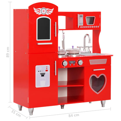 Cuisine bois jouet d'imitation dinette pour enfants MDF Rouge