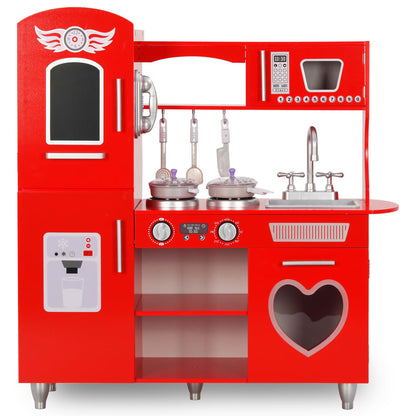 Cuisine bois jouet d'imitation dinette pour enfants MDF Rouge