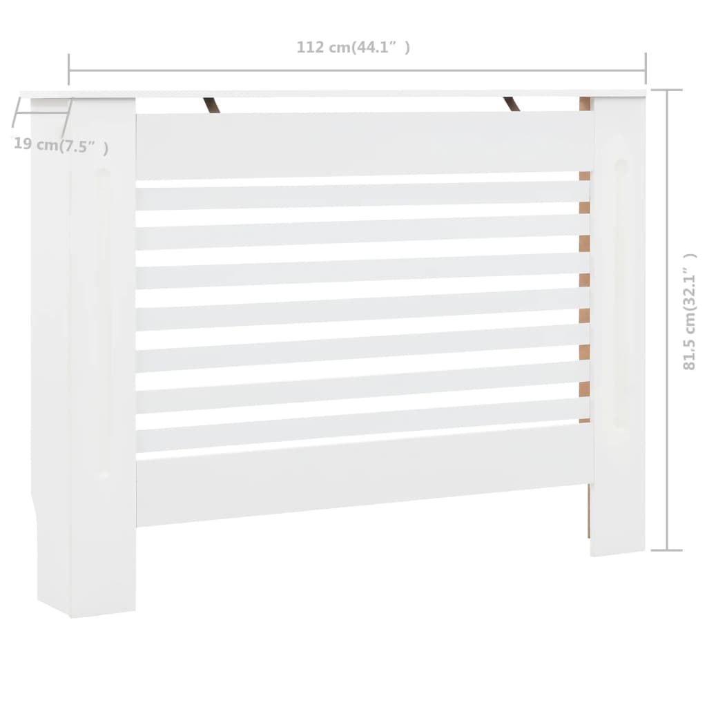 Cache-radiateur Blanc 112x19x81,5 cm MDF