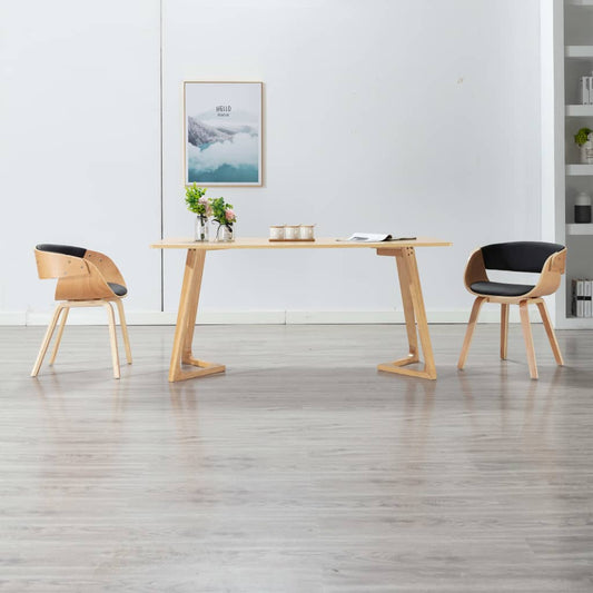 Sedia da pranzo nero sedia in legno curvo e pelle imitazione