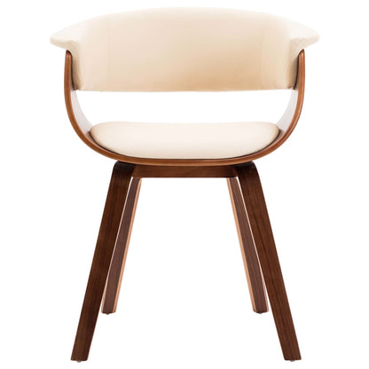 Cadeira de jantar Creme de madeira curva e couro de imitação