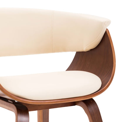 Cadeira de jantar Creme de madeira curva e couro de imitação