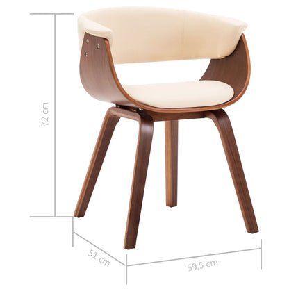 Cadeira de jantar Creme de madeira curva e couro de imitação