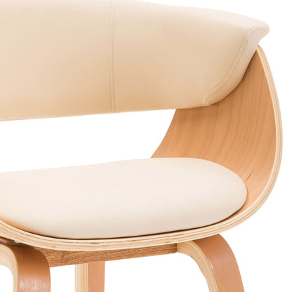 Cadeira de sala de jantar Creme de madeira curva e couro de imitação