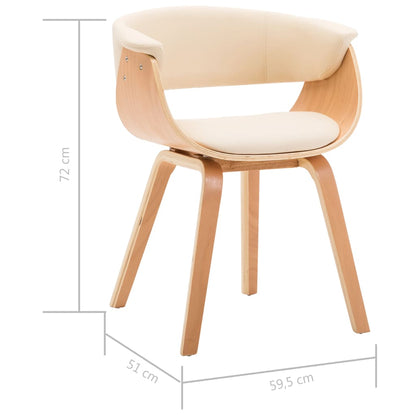 Cadeira de sala de jantar Creme de madeira curva e couro de imitação