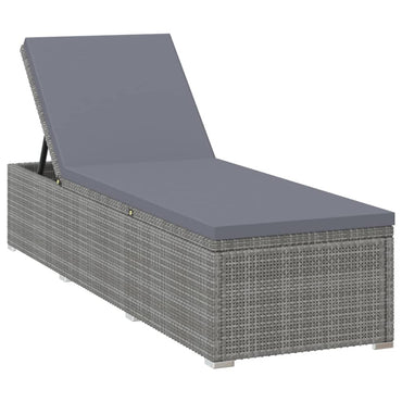 Silla larga con cojín de resina trenzado gris