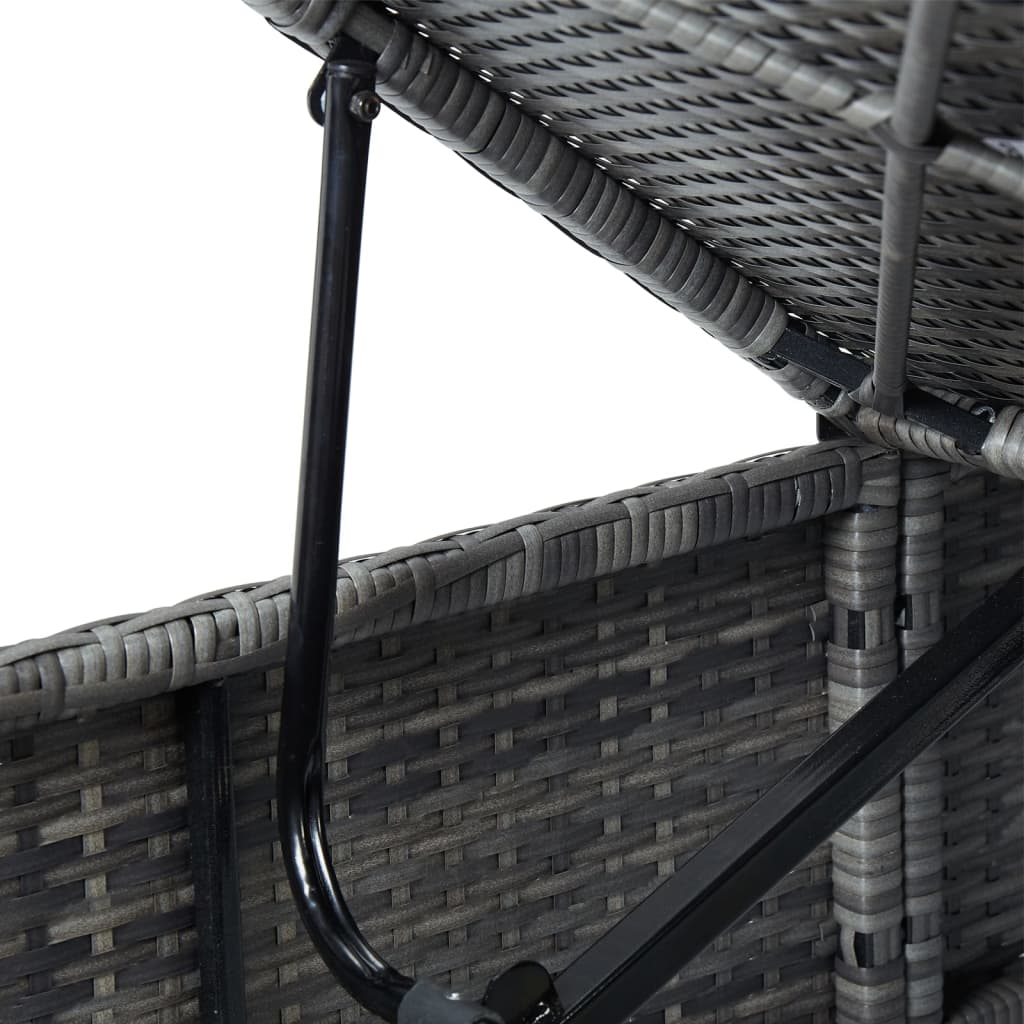 Silla larga con cojín de resina trenzado gris