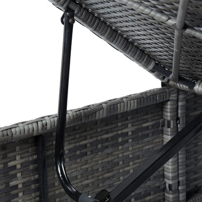 Silla larga con cojín de resina trenzado gris