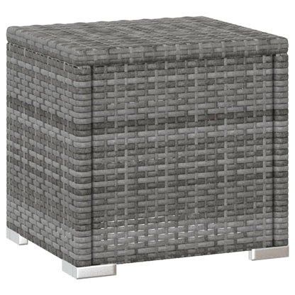 Silla larga con cojín y mesa de resina trenzada gris