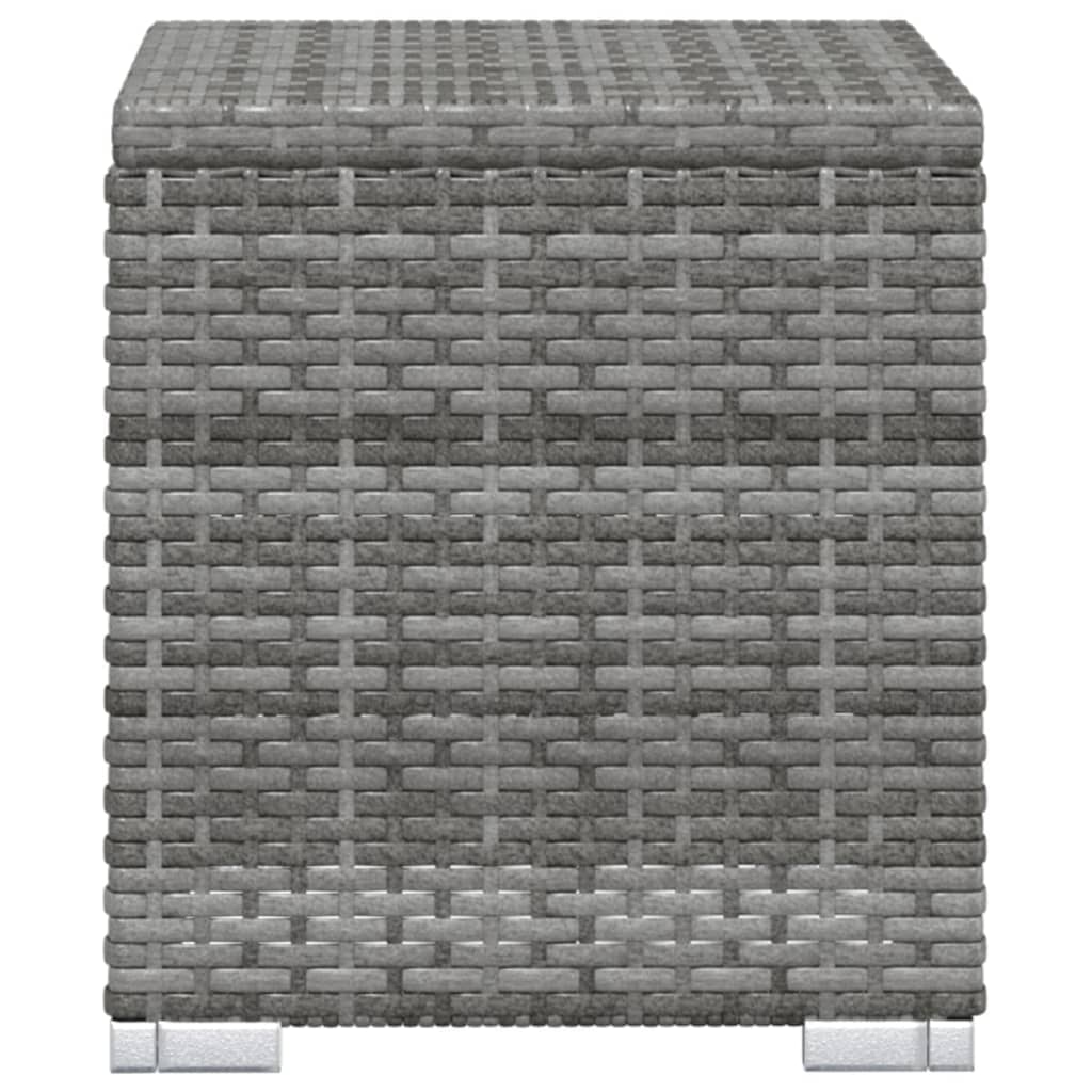 Silla larga con cojín y mesa de resina trenzada gris