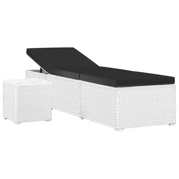 Silla larga y mesa de té de resina trenzada blanca