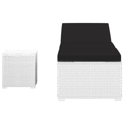 Silla larga y mesa de té de resina trenzada blanca
