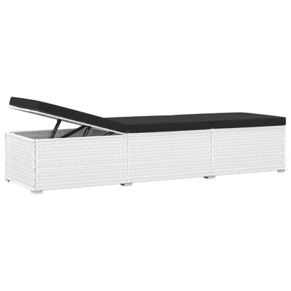 Silla larga y mesa de té de resina trenzada blanca