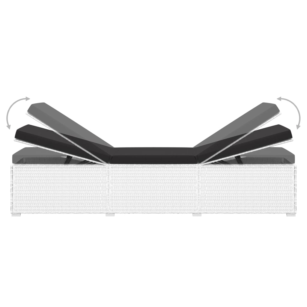 Silla larga y mesa de té de resina trenzada blanca