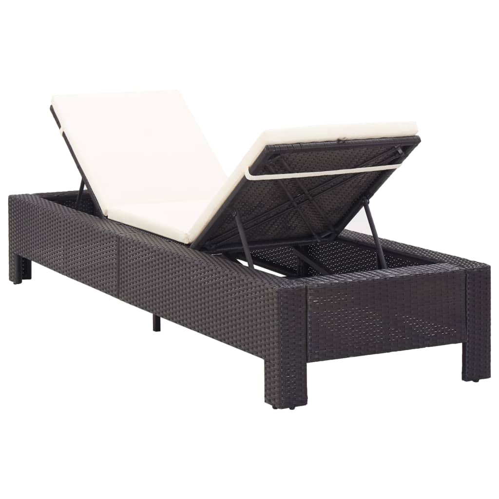 Transat avec coussin Noir Résine tressée