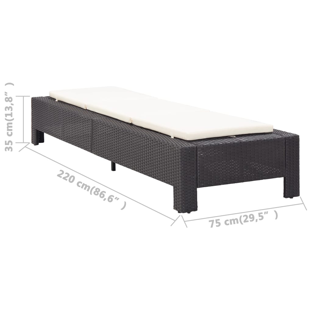 Transat avec coussin Noir Résine tressée