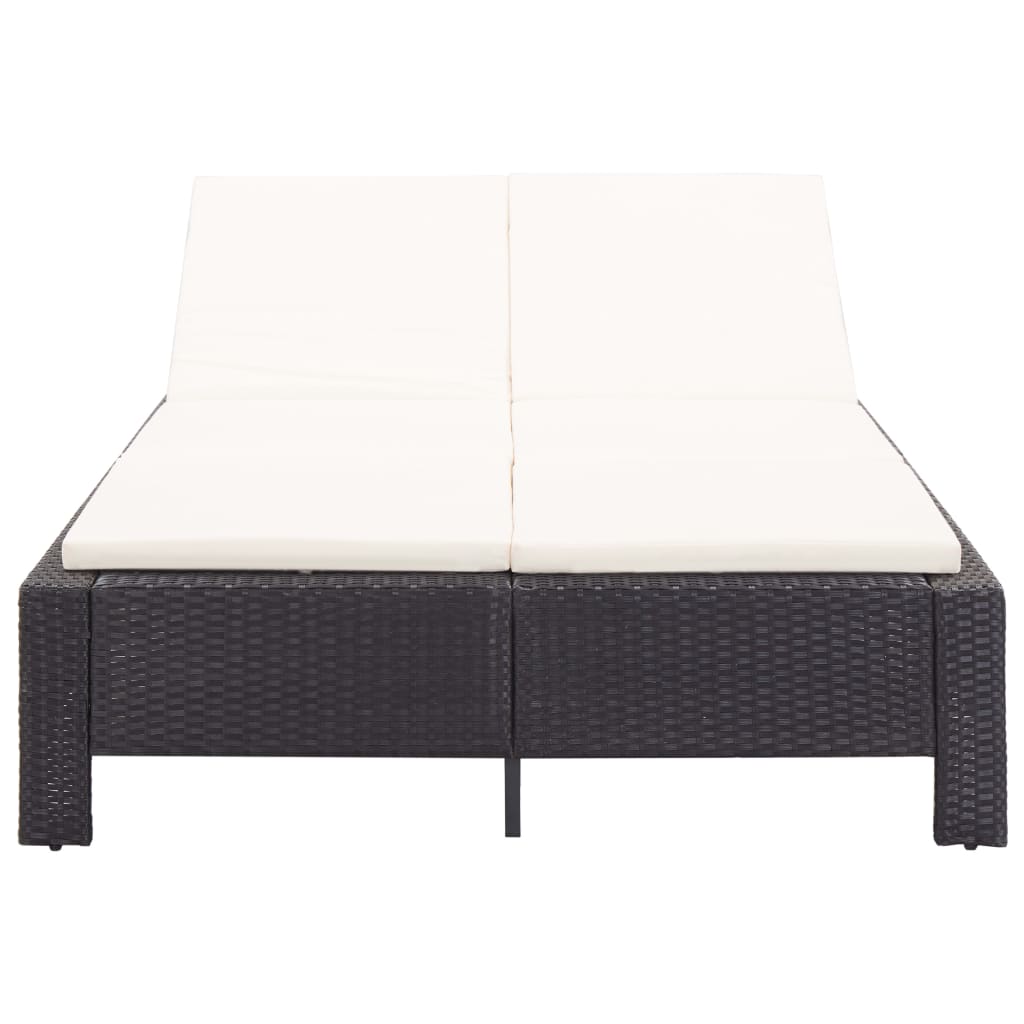 Transat à 2 places avec coussin Noir Résine tressée