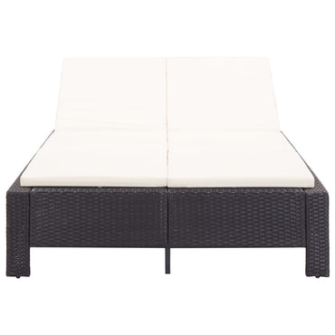 Transat à 2 places avec coussin Noir Résine tressée