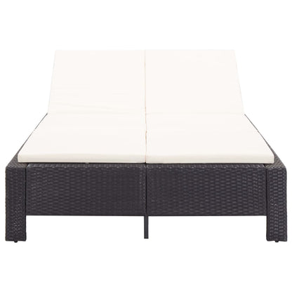 Transat à 2 places avec coussin Noir Résine tressée