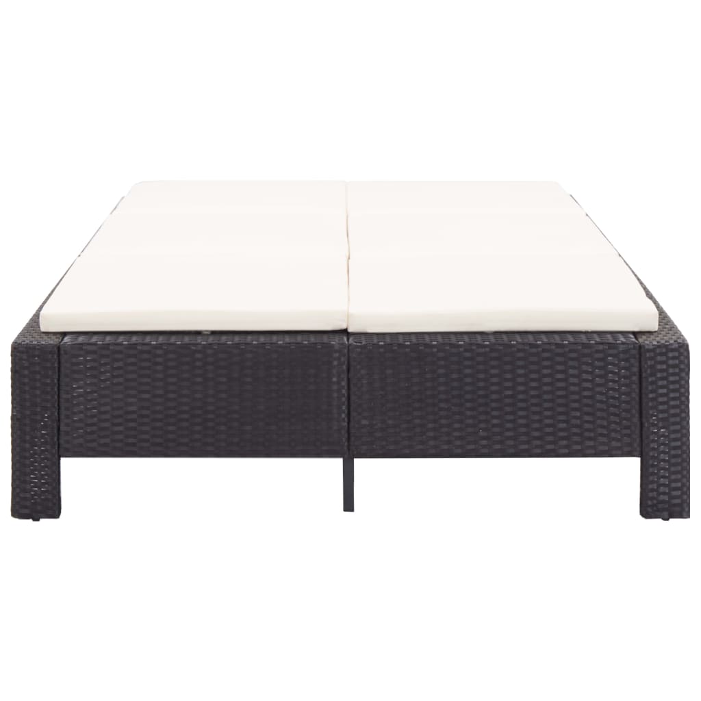 Transat à 2 places avec coussin Noir Résine tressée