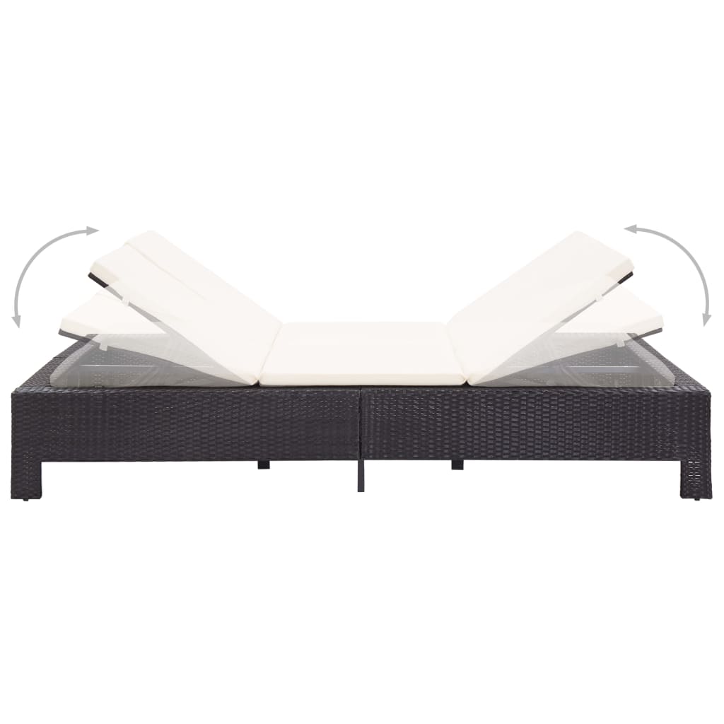 Transat à 2 places avec coussin Noir Résine tressée