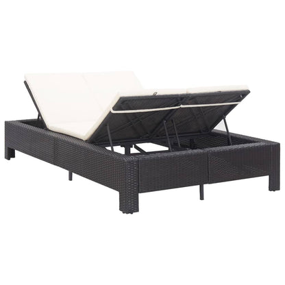 Transat à 2 places avec coussin Noir Résine tressée