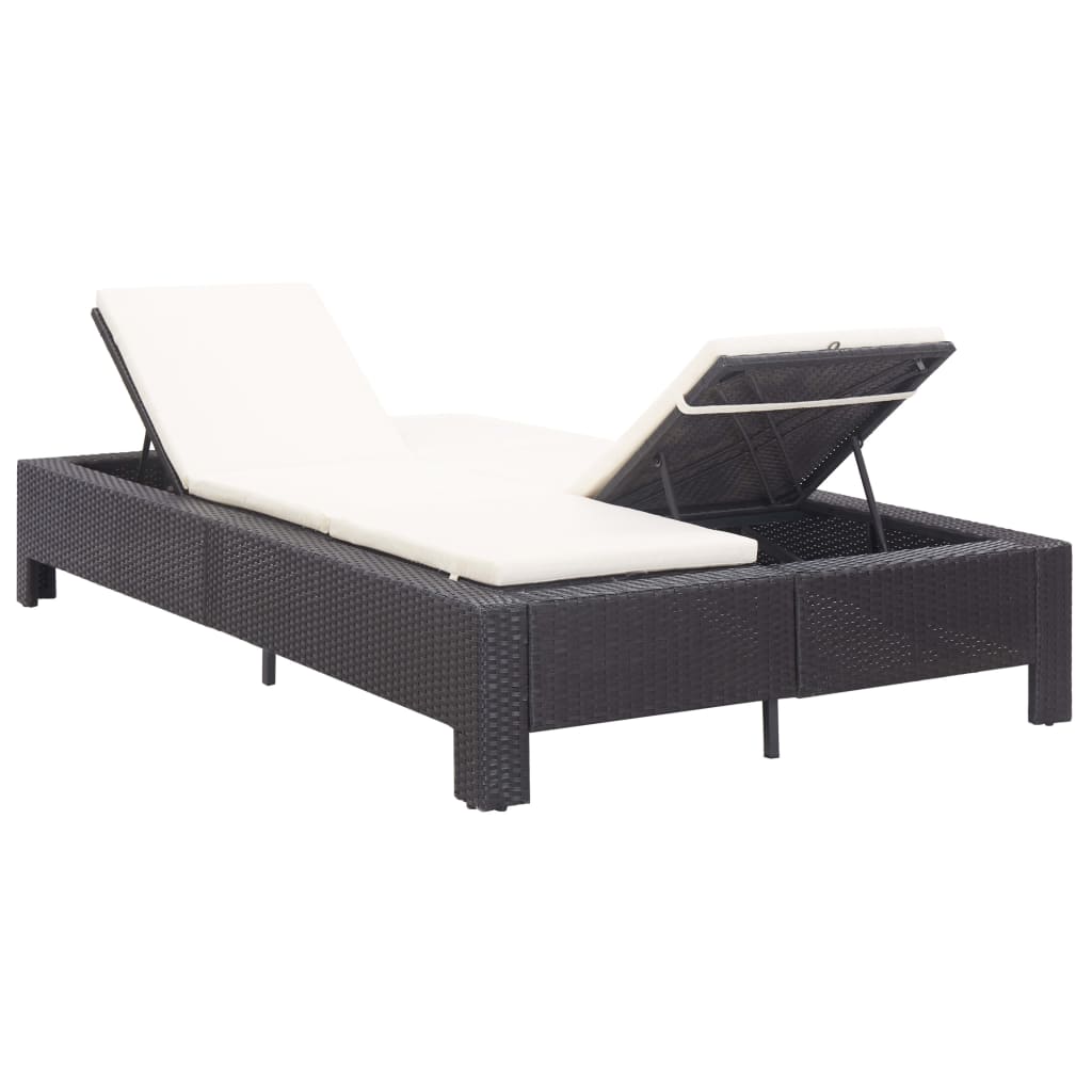 Transat à 2 places avec coussin Noir Résine tressée