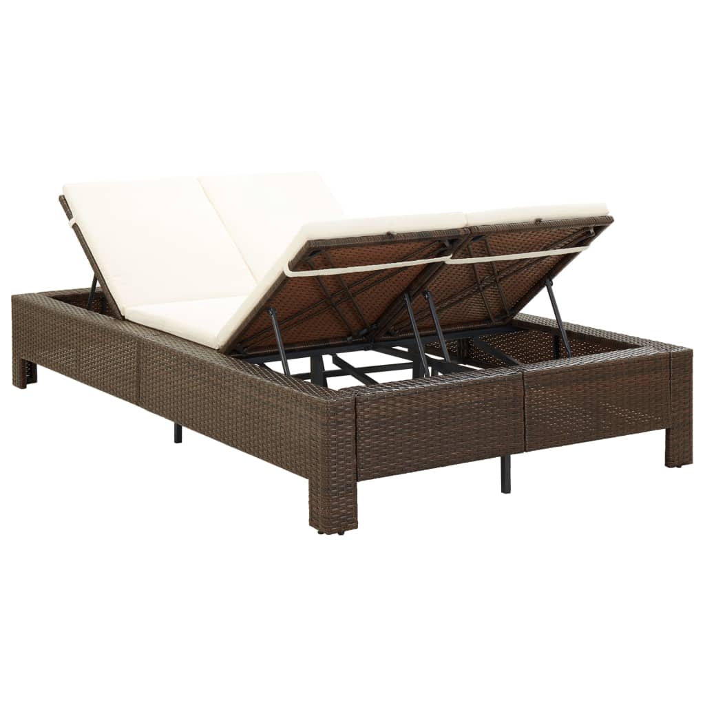 2 -seater deckchair with braided brown resin cushion