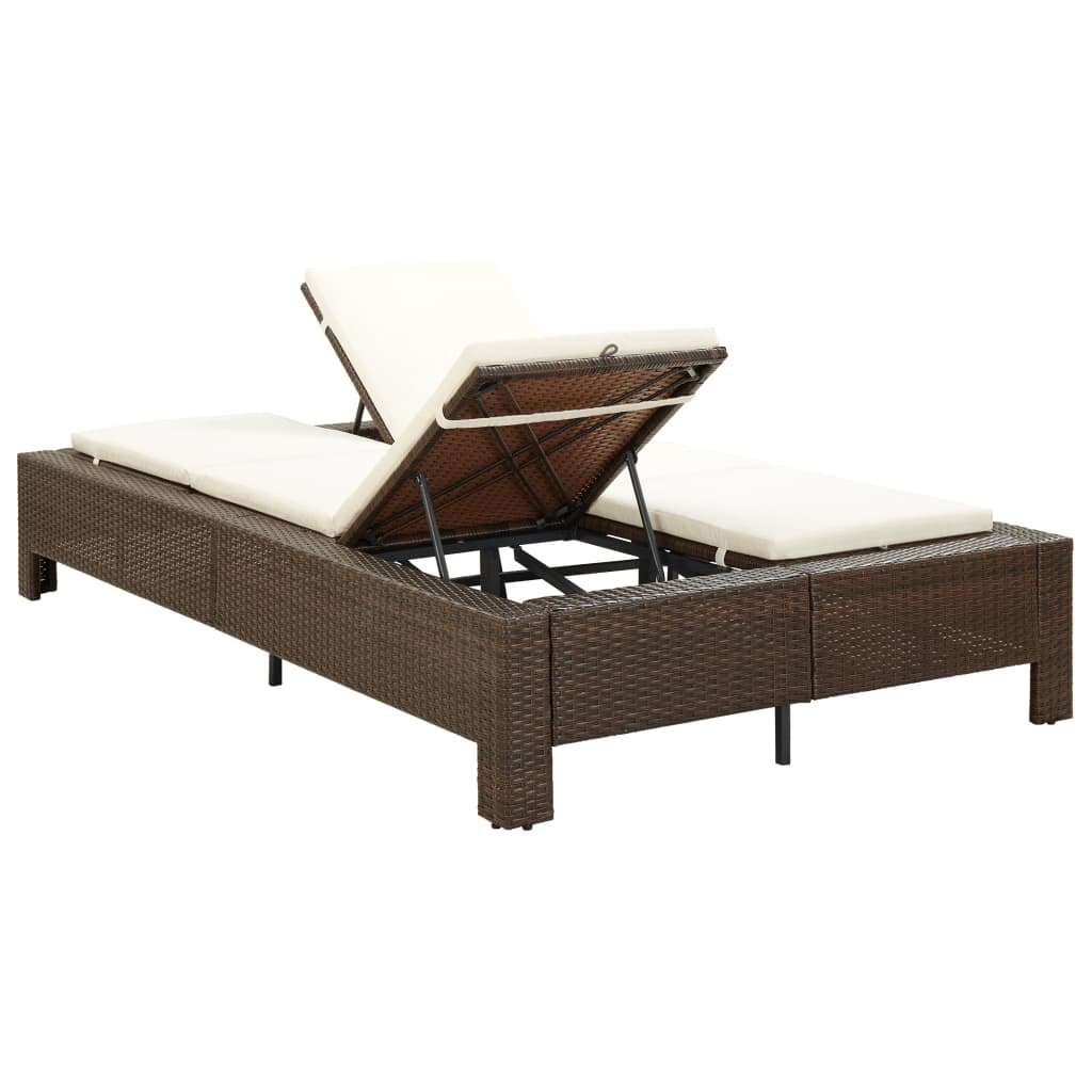 2 -seater deckchair with braided brown resin cushion