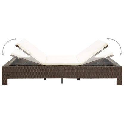 2 -seater deckchair with braided brown resin cushion