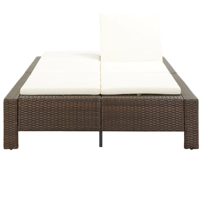 2 -seater deckchair with braided brown resin cushion