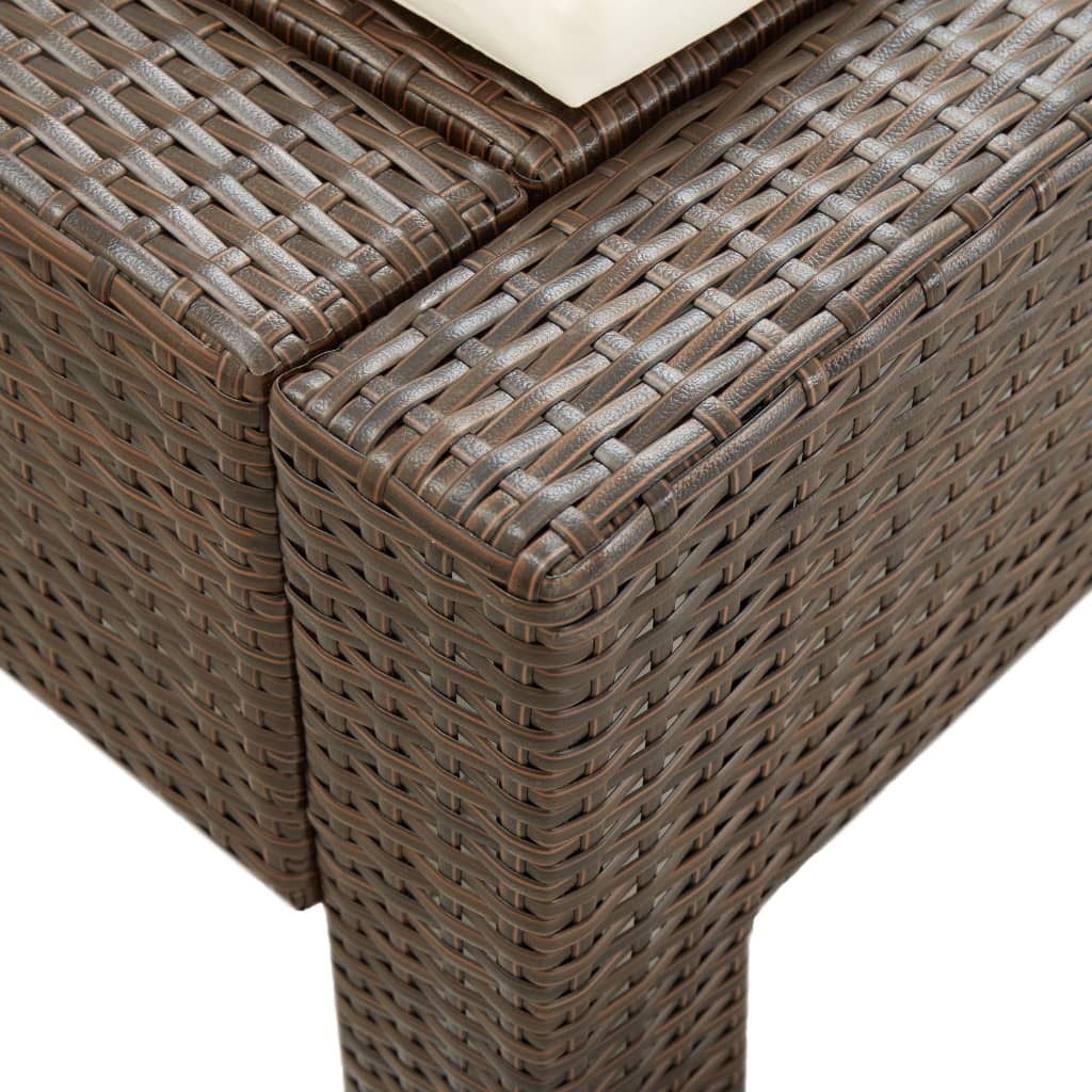 2 -seater deckchair with braided brown resin cushion