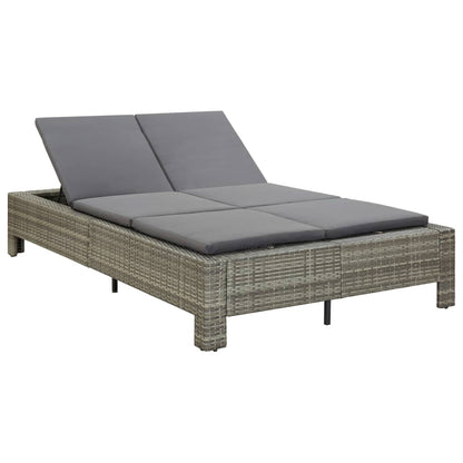 2 -seater deckchair with braided resin gray cushion