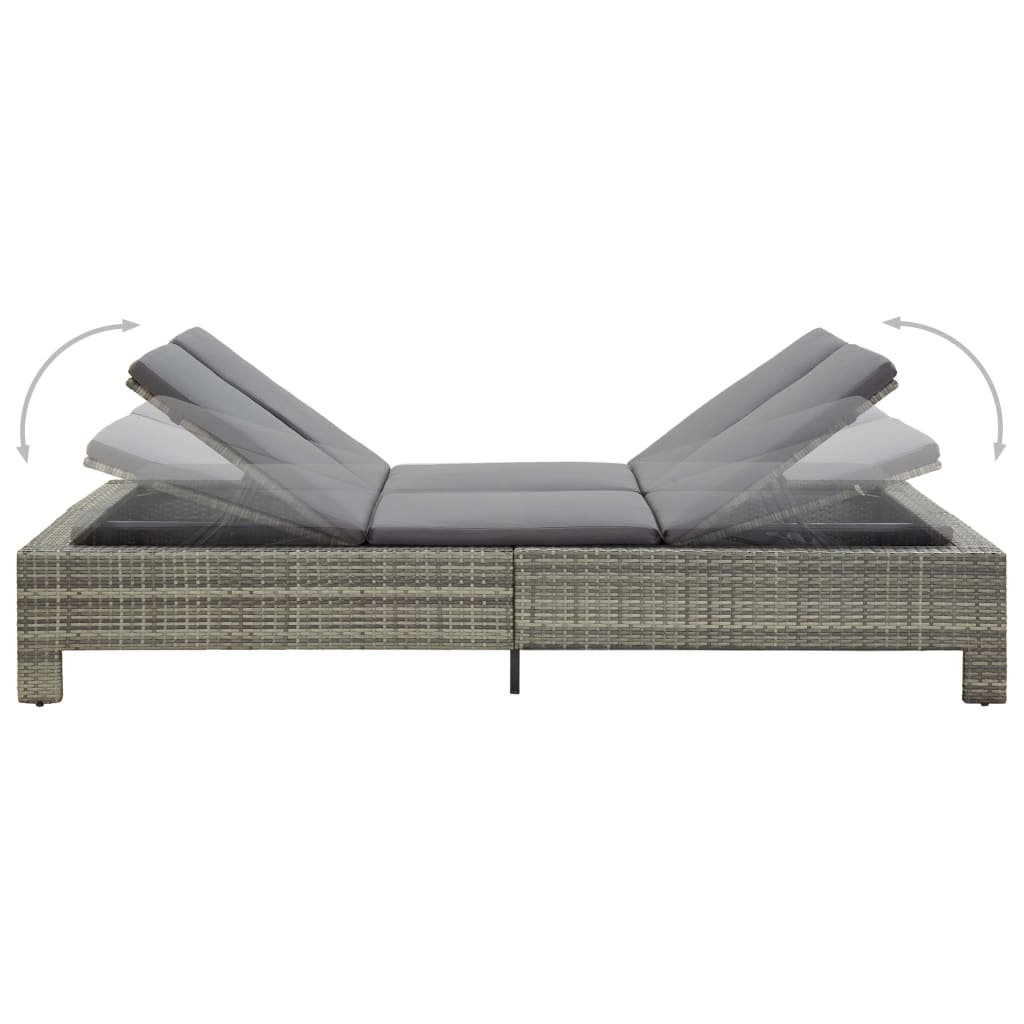 2 -seater deckchair with braided resin gray cushion