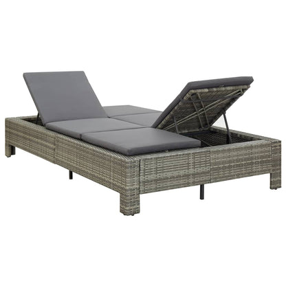 2 -seater deckchair with braided resin gray cushion