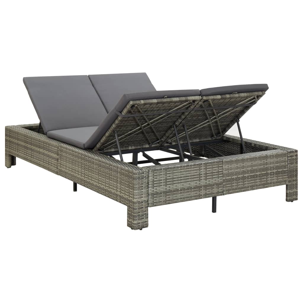2 -seater deckchair with braided resin gray cushion
