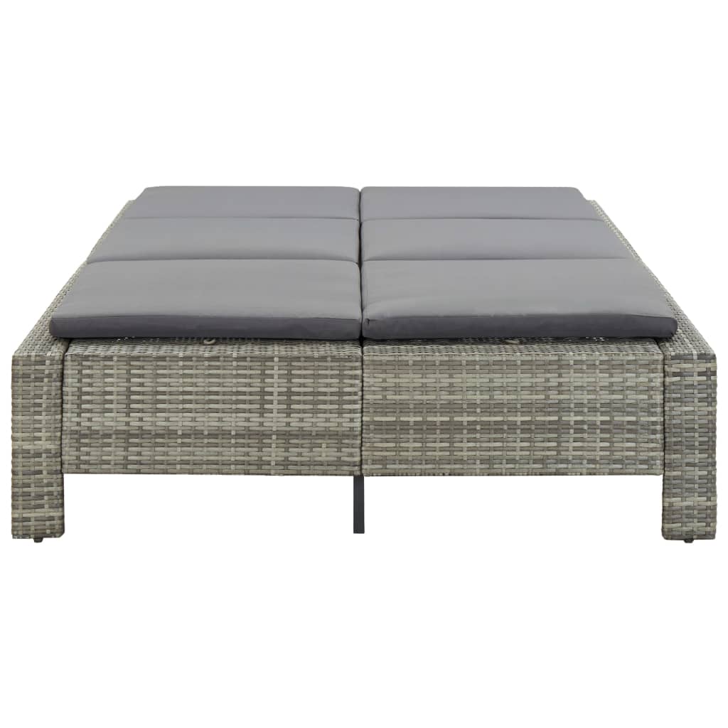 2 -seater deckchair with braided resin gray cushion