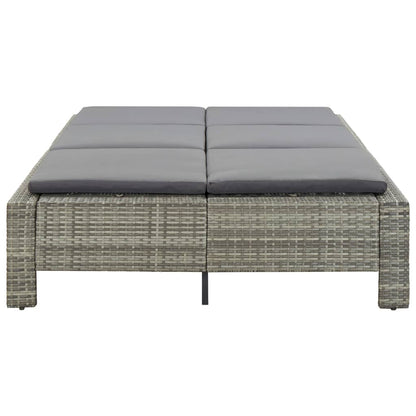 2 -seater deckchair with braided resin gray cushion