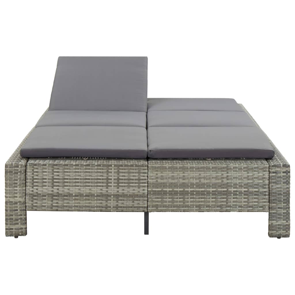2 -seater deckchair with braided resin gray cushion
