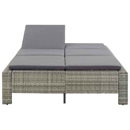 2 -seater deckchair with braided resin gray cushion