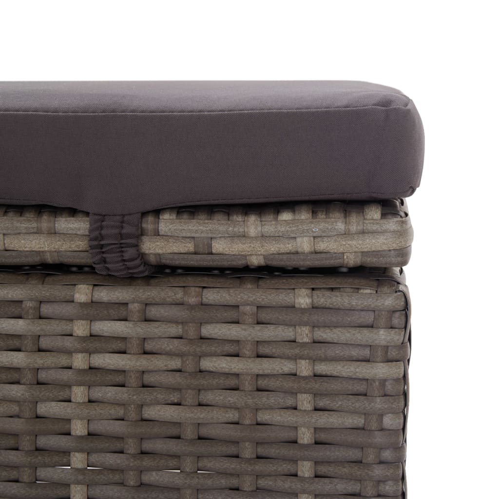 Silla larga con toldo y cojín de resina trenzado gris