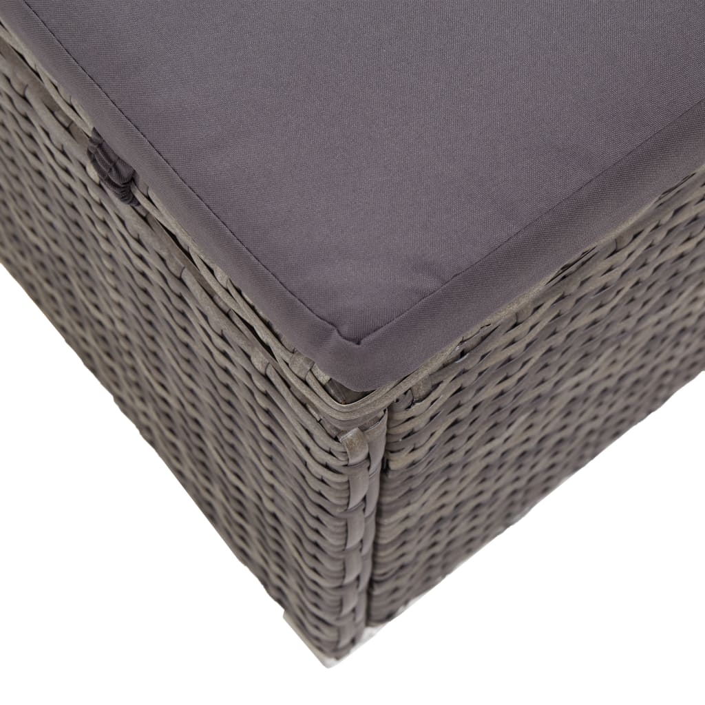 Silla larga con toldo y cojín de resina trenzado gris