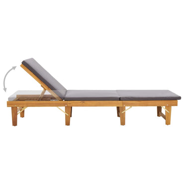 Silla larga plegable con cojín de madera de acacia sólida