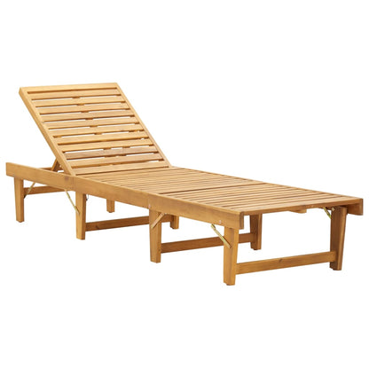 Silla larga plegable con cojín de madera de acacia sólida