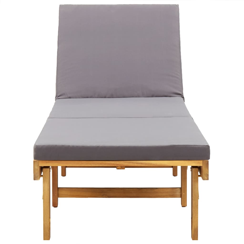 Silla larga plegable con cojín de madera de acacia sólida