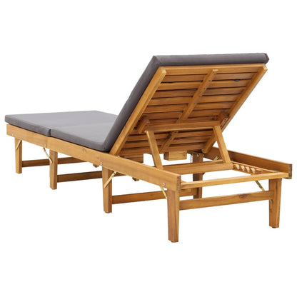 Silla larga plegable con cojín de madera de acacia sólida
